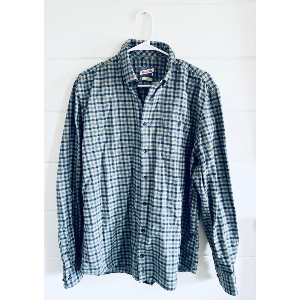 Men's Johnnie-O Hanging Out Cotton Plaid Flannel Shirt, Size L